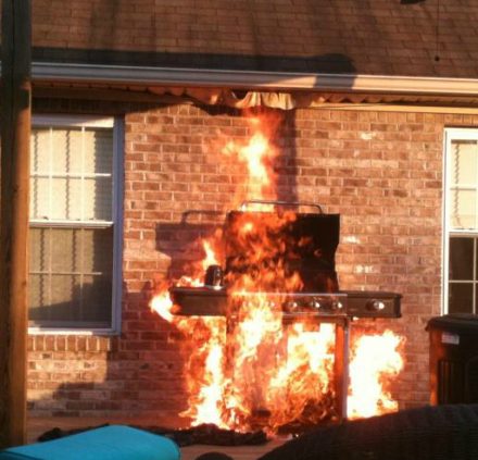 A grill ignites and fire spreads to the home