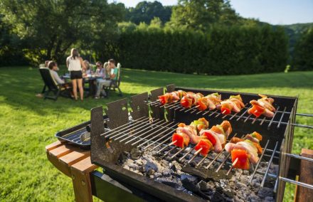 Unattended food on a charcoal grill